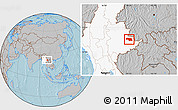 Gray Location Map of Mongkhak, highlighted country, hill shading