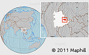 Gray Location Map of Mongkhak, highlighted parent region, hill shading