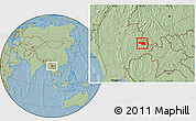 Savanna Style Location Map of Mongkhak, hill shading