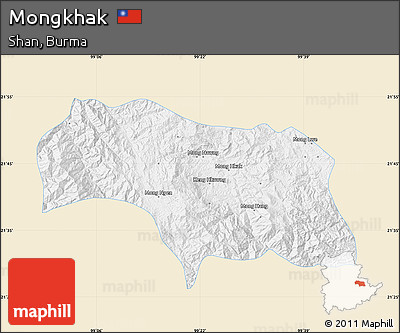 Classic Style Map of Mongkhak, single color outside