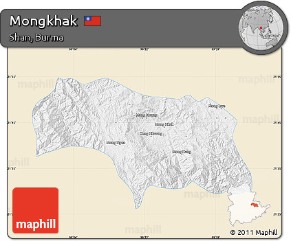 Classic Style Map of Mongkhak, single color outside