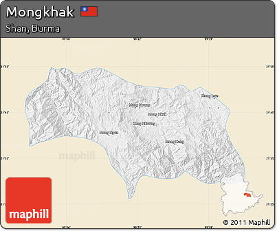 Classic Style Map of Mongkhak, single color outside