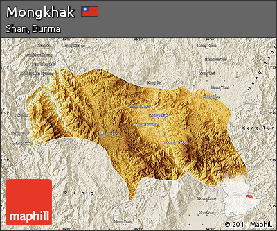 Physical Map of Mongkhak, shaded relief outside