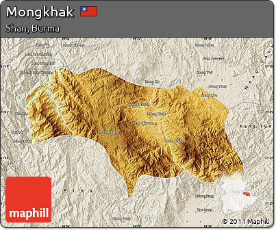 Physical Map of Mongkhak, shaded relief outside