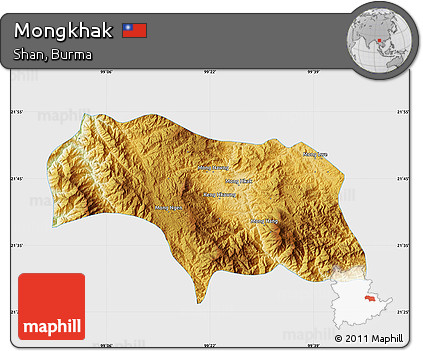 Physical Map of Mongkhak, single color outside