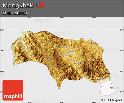 Physical Map of Mongkhak, single color outside