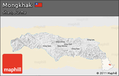 Classic Style Panoramic Map of Mongkhak, single color outside