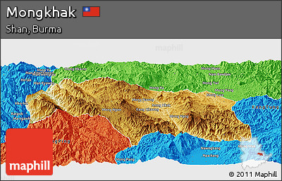 Physical Panoramic Map of Mongkhak, political outside
