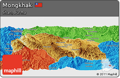 Physical Panoramic Map of Mongkhak, political outside