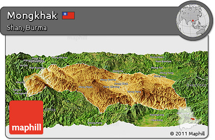 Physical Panoramic Map of Mongkhak, satellite outside