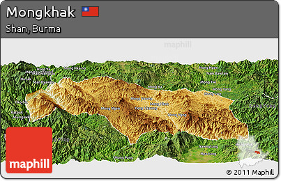 Physical Panoramic Map of Mongkhak, satellite outside