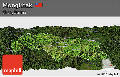 Satellite Panoramic Map of Mongkhak, darken