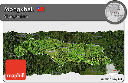 Satellite Panoramic Map of Mongkhak, darken