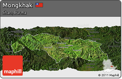 Satellite Panoramic Map of Mongkhak, darken