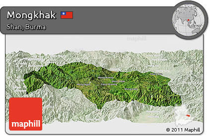 Satellite Panoramic Map of Mongkhak, lighten