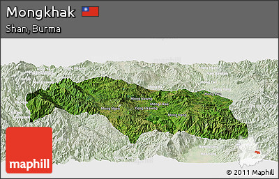 Satellite Panoramic Map of Mongkhak, lighten