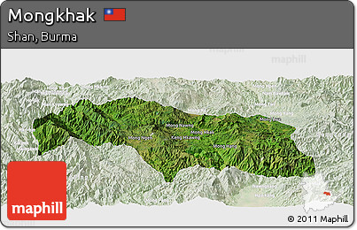 Satellite Panoramic Map of Mongkhak, lighten