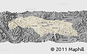 Shaded Relief Panoramic Map of Mongkhak, darken, desaturated