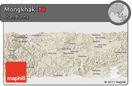 Shaded Relief Panoramic Map of Mongkhak