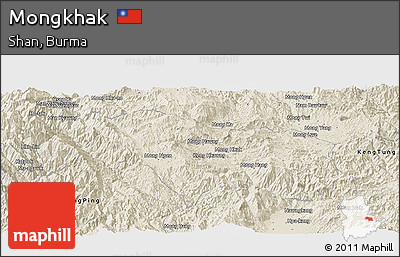 Shaded Relief Panoramic Map of Mongkhak