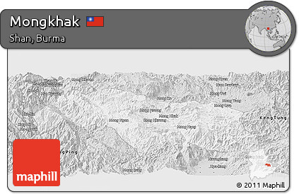 Silver Style Panoramic Map of Mongkhak