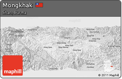 Silver Style Panoramic Map of Mongkhak