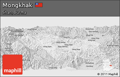 Silver Style Panoramic Map of Mongkhak