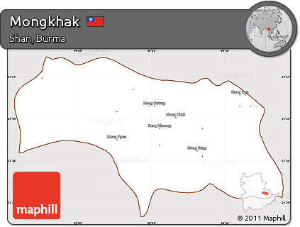 Classic Style Simple Map of Mongkhak, cropped outside