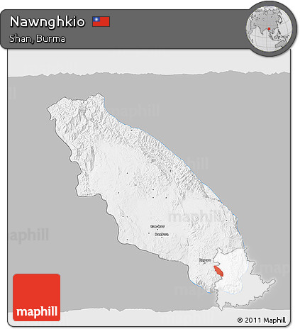 Gray 3D Map of Nawnghkio, single color outside