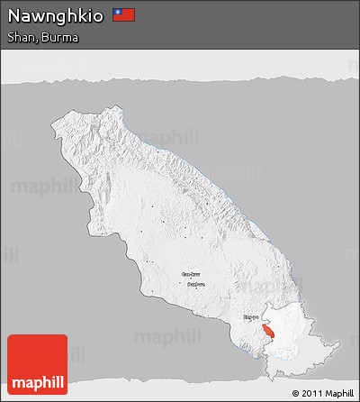 Gray 3D Map of Nawnghkio, single color outside
