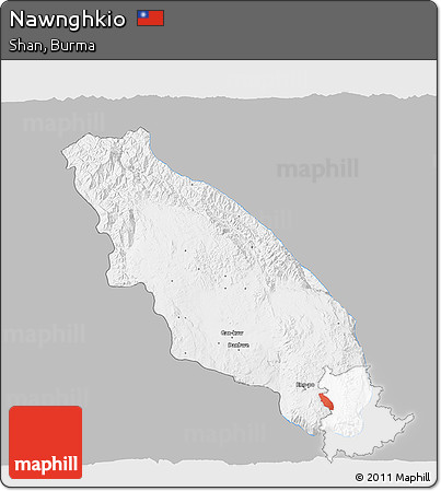 Gray 3D Map of Nawnghkio, single color outside