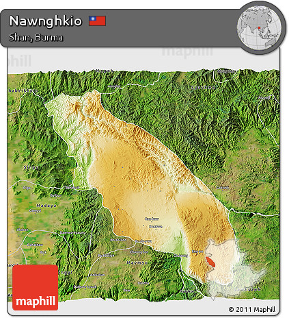 Physical 3D Map of Nawnghkio, satellite outside