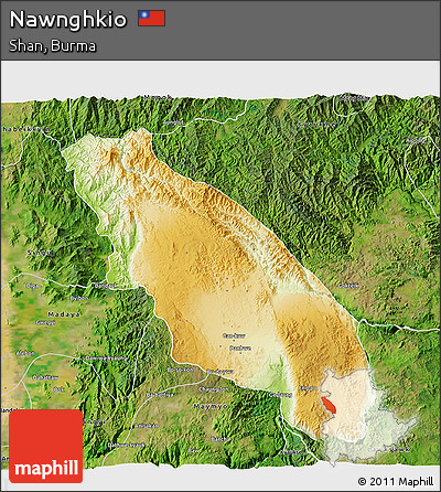 Physical 3D Map of Nawnghkio, satellite outside