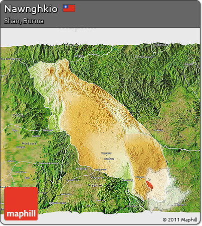 Physical 3D Map of Nawnghkio, satellite outside