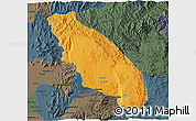 Political 3D Map of Nawnghkio, darken, semi-desaturated