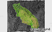 Satellite 3D Map of Nawnghkio, darken, desaturated