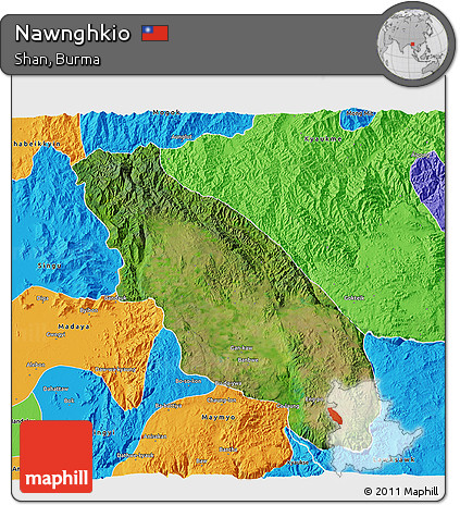 Satellite 3D Map of Nawnghkio, political outside