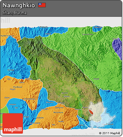 Satellite 3D Map of Nawnghkio, political outside