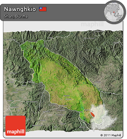 Satellite 3D Map of Nawnghkio, semi-desaturated
