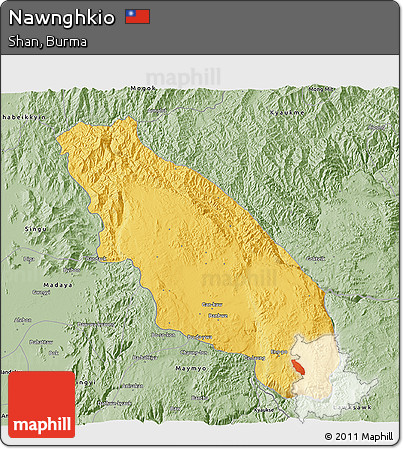 Savanna Style 3D Map of Nawnghkio