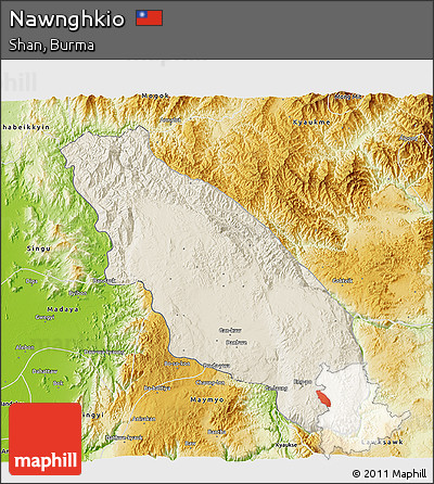 Shaded Relief 3D Map of Nawnghkio, physical outside