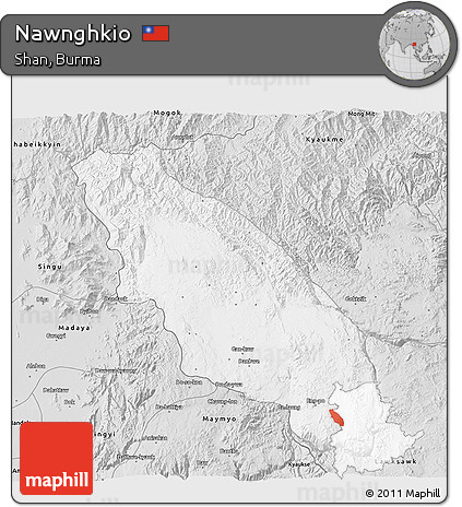 Silver Style 3D Map of Nawnghkio