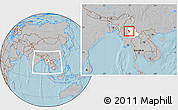 Gray Location Map of Nawnghkio, highlighted parent region, within the entire country, hill shading