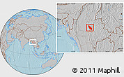 Gray Location Map of Nawnghkio, hill shading