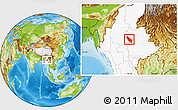 Physical Location Map of Nawnghkio, highlighted country