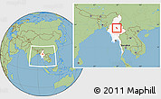 Savanna Style Location Map of Nawnghkio, highlighted country, within the entire country