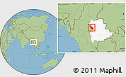 Savanna Style Location Map of Nawnghkio, highlighted parent region