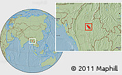 Savanna Style Location Map of Nawnghkio, hill shading