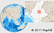 Shaded Relief Location Map of Nawnghkio, highlighted country