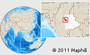 Shaded Relief Location Map of Nawnghkio, highlighted parent region